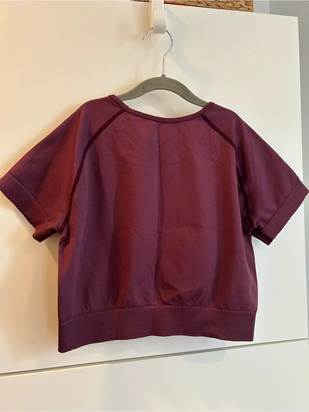 Kids Short Sleeve Pullover Top in Burgundy - Athletic Top for Dance - L